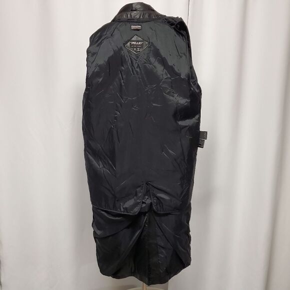 Vintage 90s y2k Wilsons Pelle Black Leather Goth Vampire Trench Over Coat Md - Picture 8 of 13